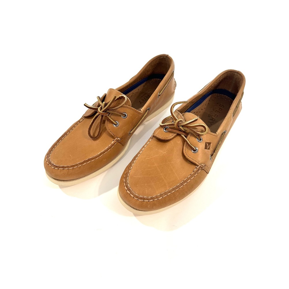 Sperry Mens Authentic Original 2-Eye Top-Sider Boat Shoes Natural Leather 13 M